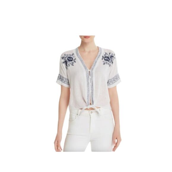 Rails Tops - Rails Linen Women's Floral Embroidered Top SZ Small Boho